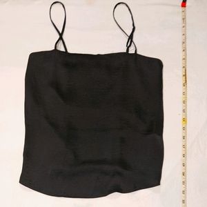 satin date-night tank blouse black S NWOT